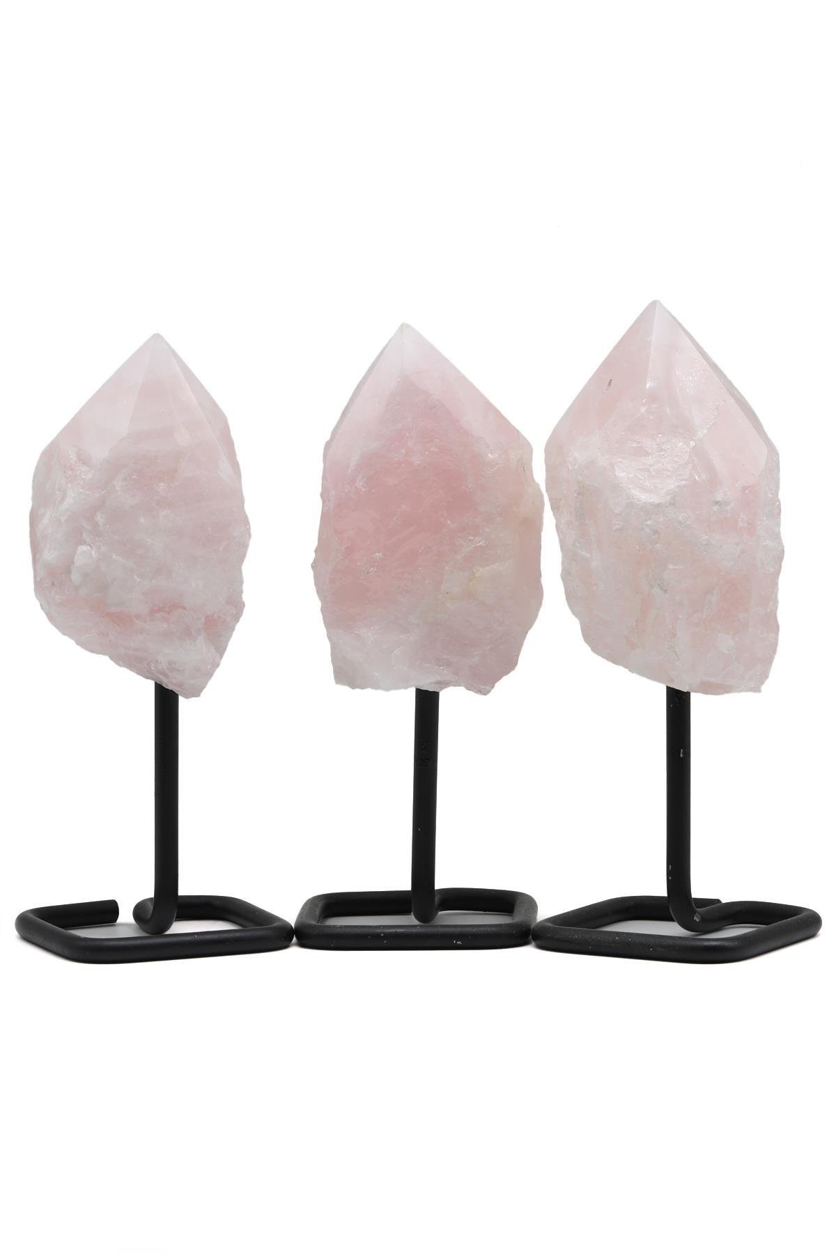 Pembe Kuvars Doğal Taş Standlı Ham Parça