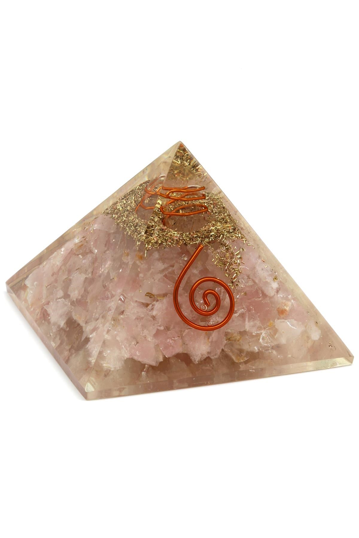 Pembe Kuvars Taşından Orgonit Piramit