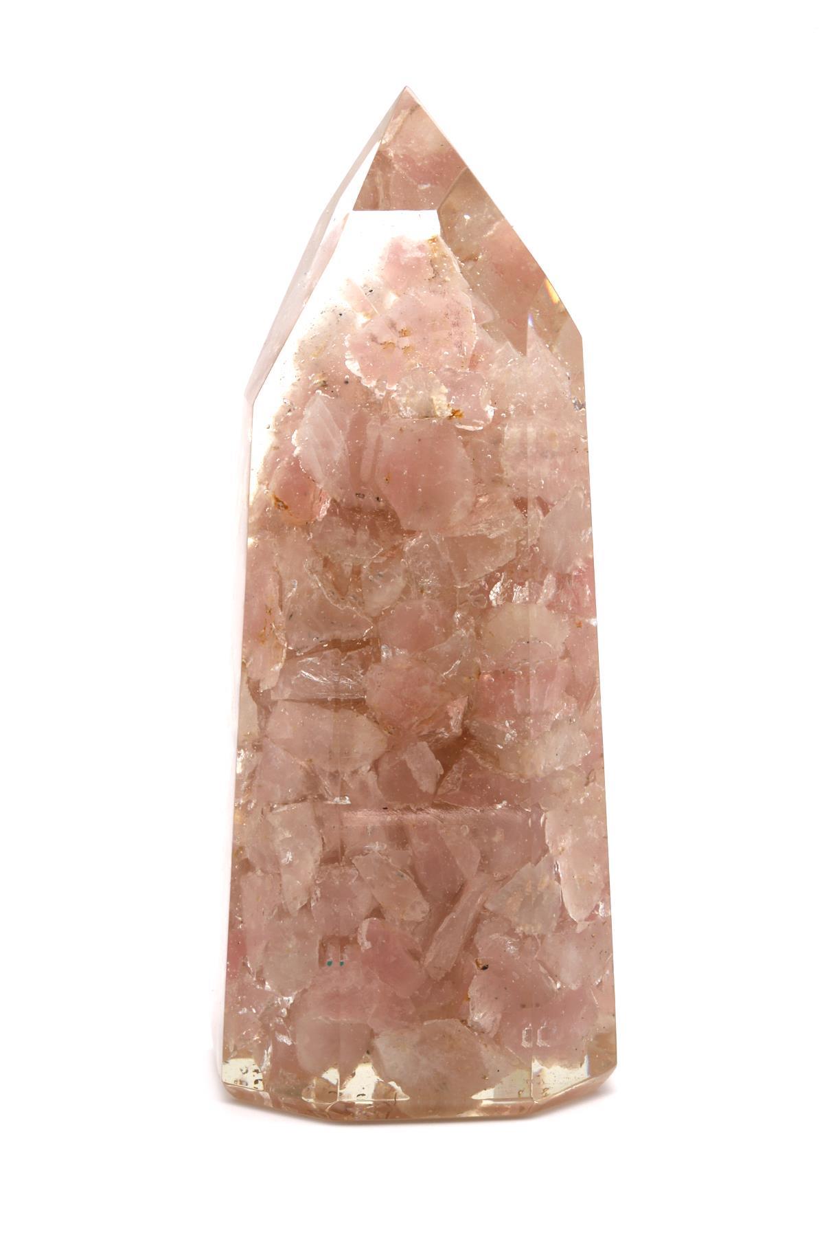 Pembe Kuvars Taşından Orgonit Piramit