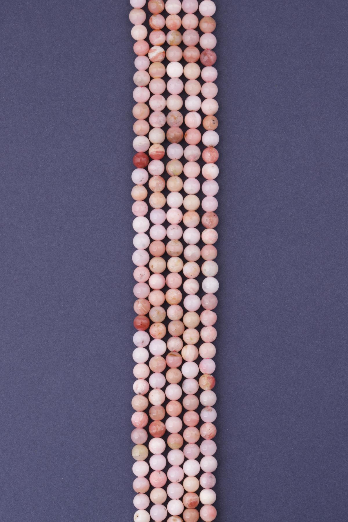 Pembe Opal Doğal Taş Dizi 6 mm Küre Kesim