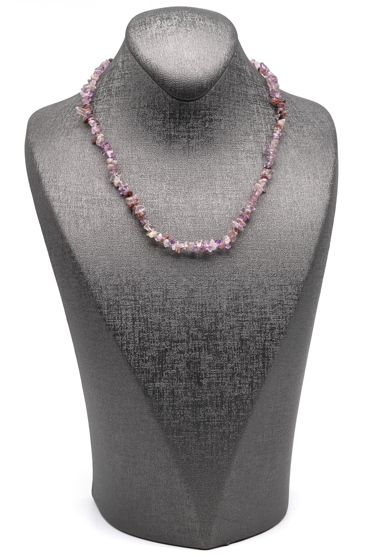 Phantom Kuvars ( Çelik Klipsli ) Doğal Taş Kırıktaş Kolye 