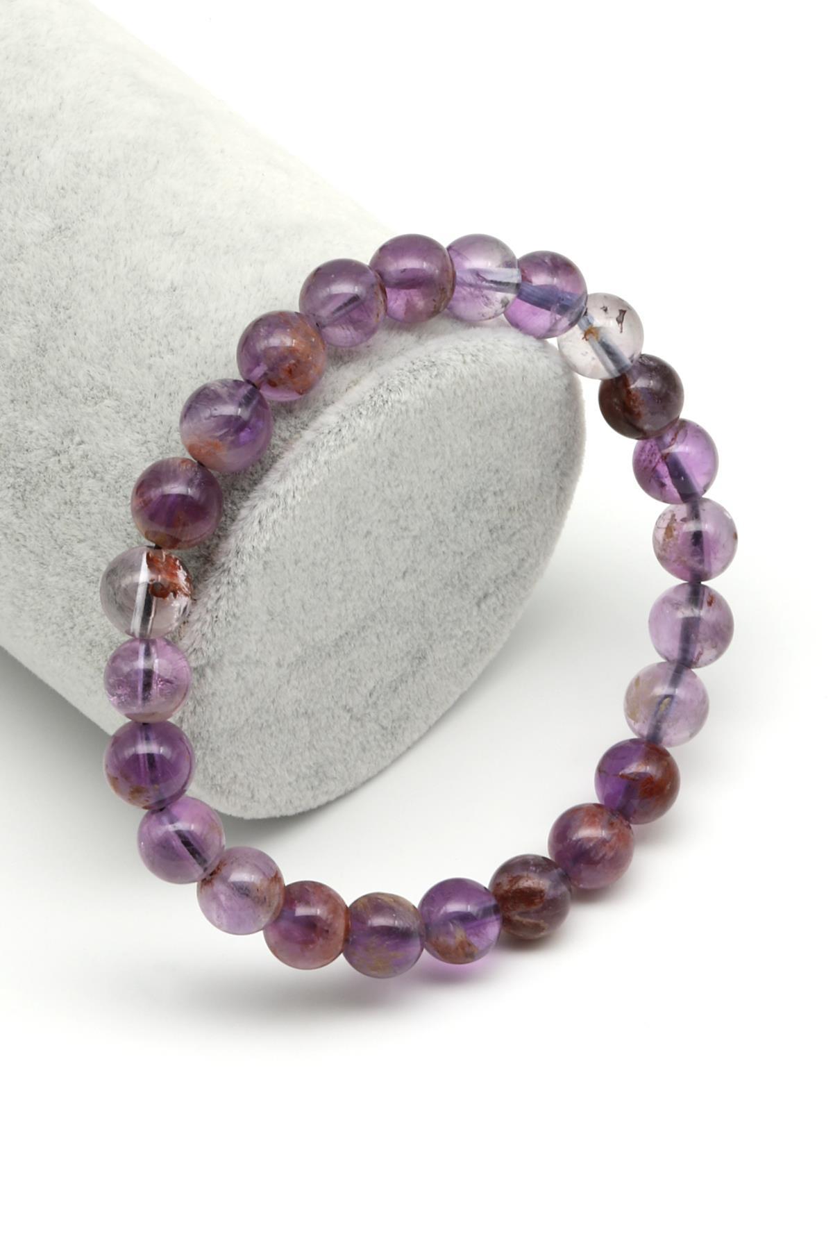 Phantom Kuvars Doğal Taş 8 mm Küre Kesim Bileklik