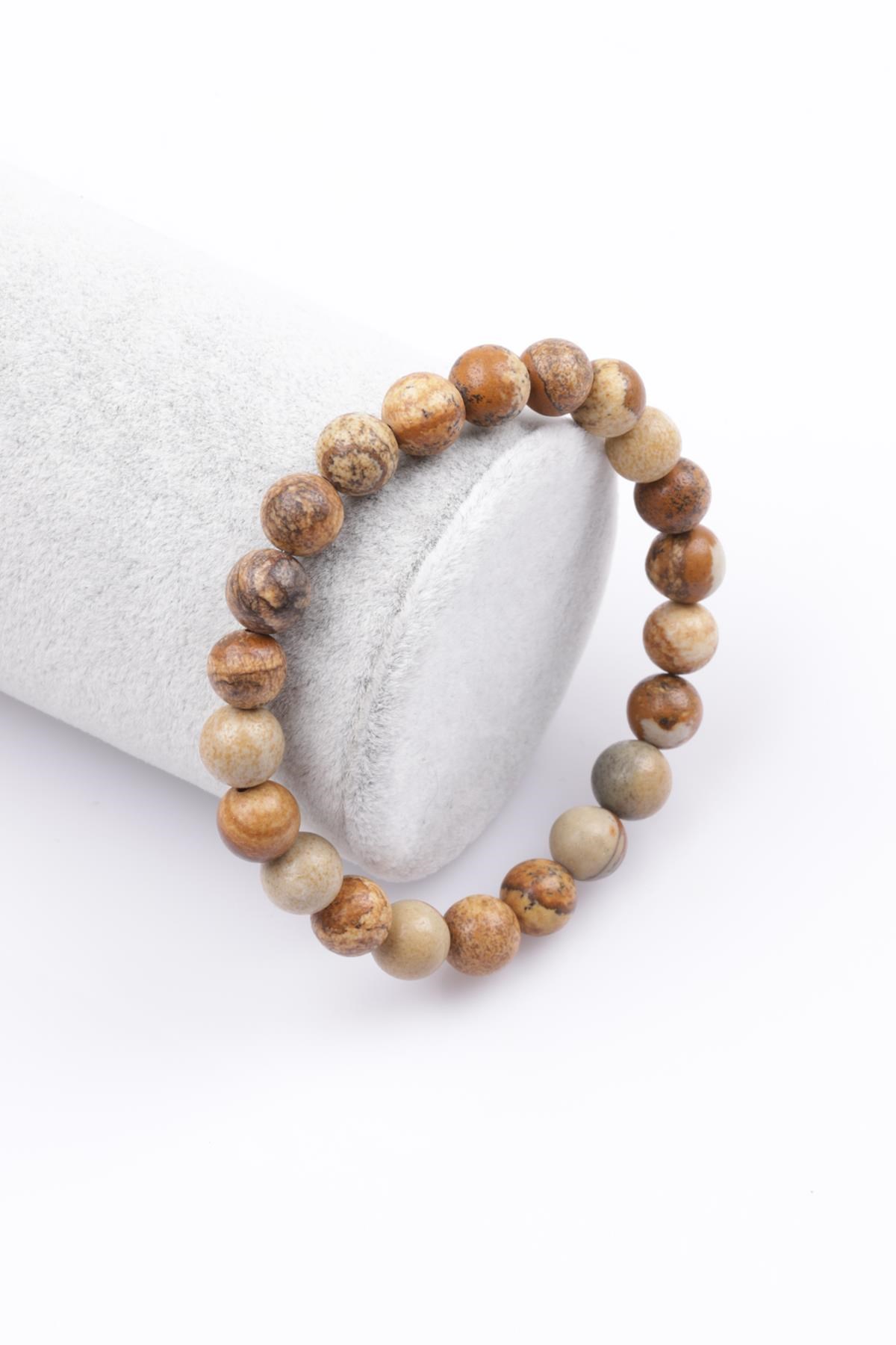 Picture Jasper Doğal Taş Bileklik 8 mm Küre Kesim