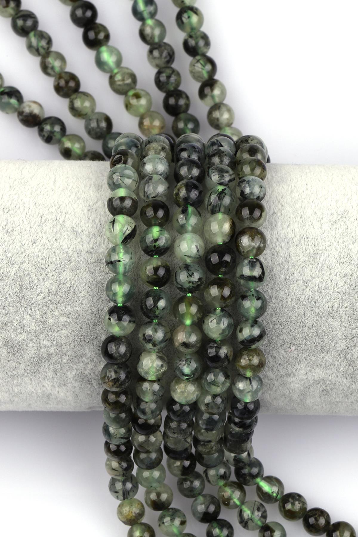 Prehnite Doğal Taş Dizi 6 mm Küre Kesim