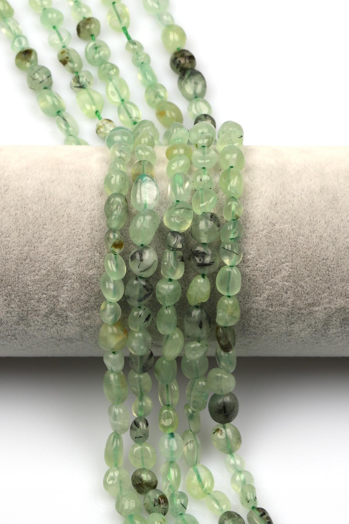 Prehnite Doğal Taş Dizi 6 x 8 mm Mercimek Kesim