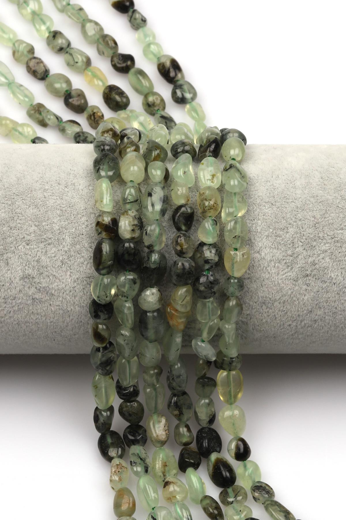 Prehnite Doğal Taş Dizi 6 x 8 mm Mercimek Kesim