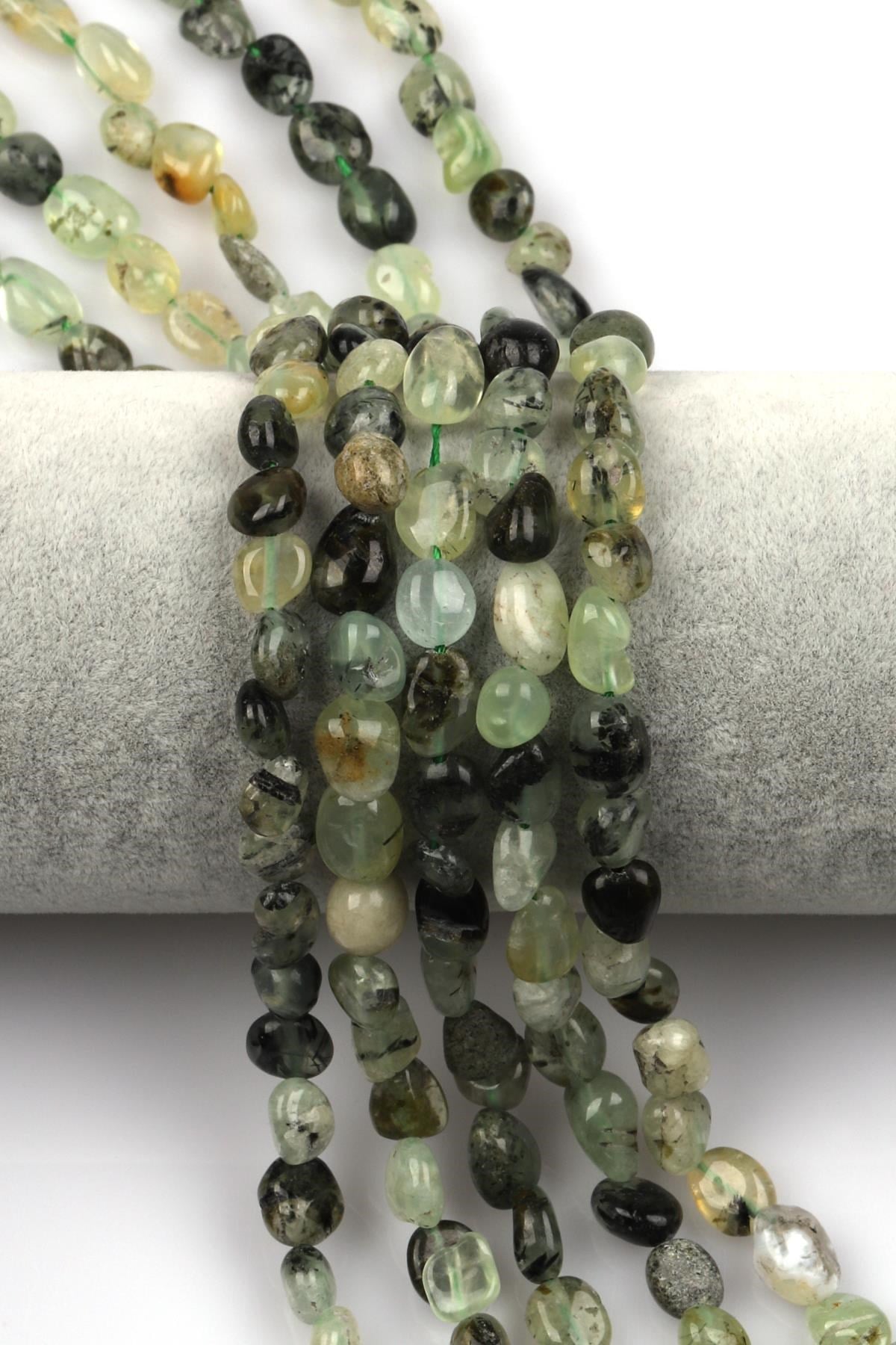 Prehnite Doğal Taş Dizi 7 x 9 mm Mercimek Kesim