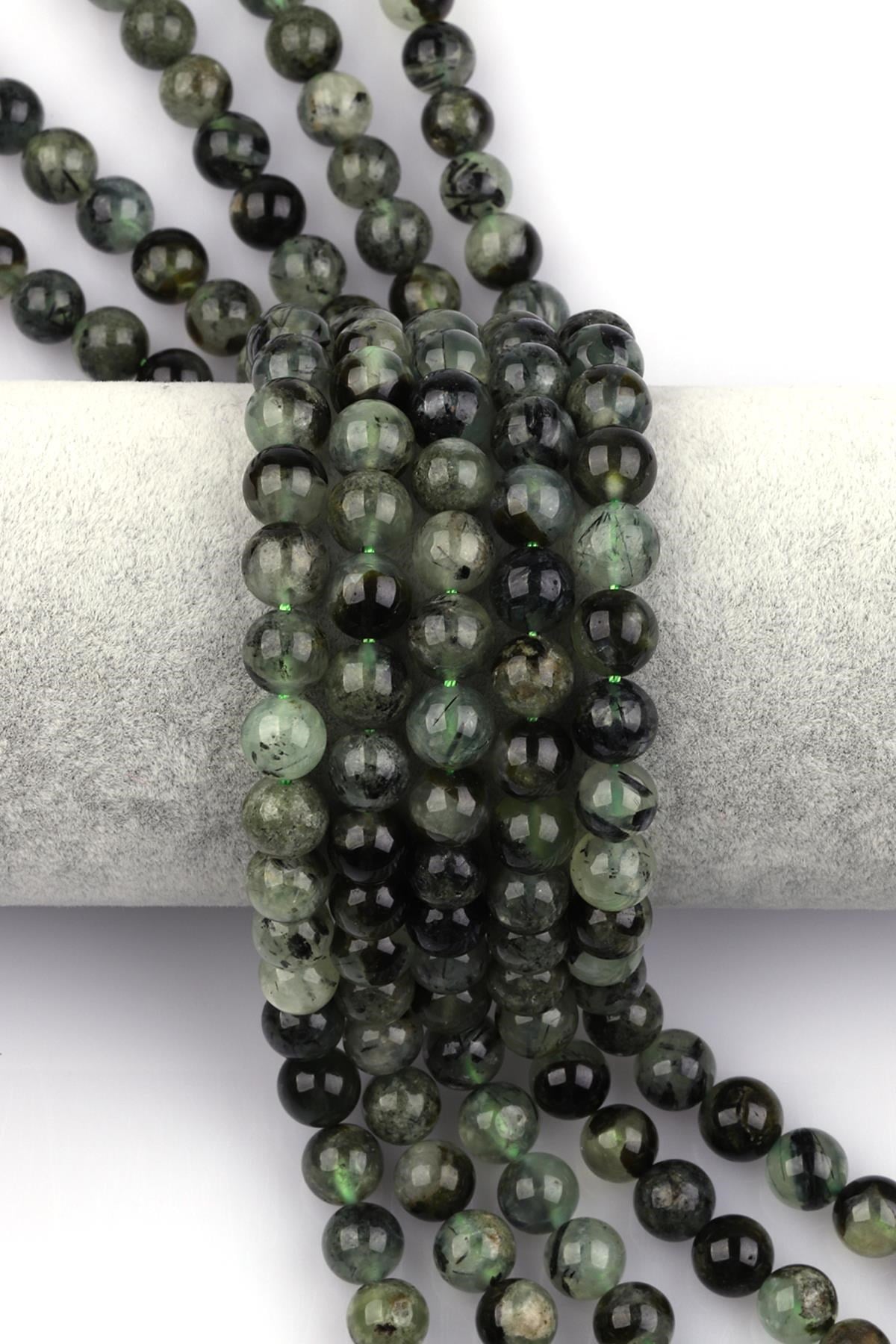 Prehnite Doğal Taş Dizi 8 mm Küre Kesim