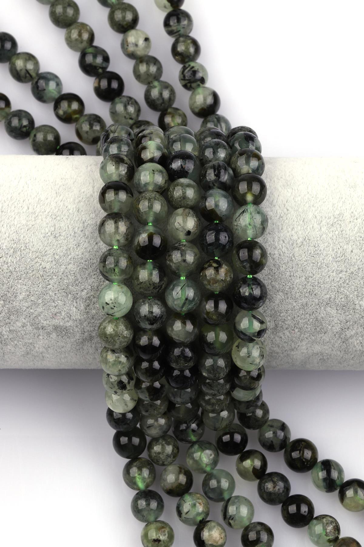 Prehnite Doğal Taş Dizi 8 mm Küre Kesim