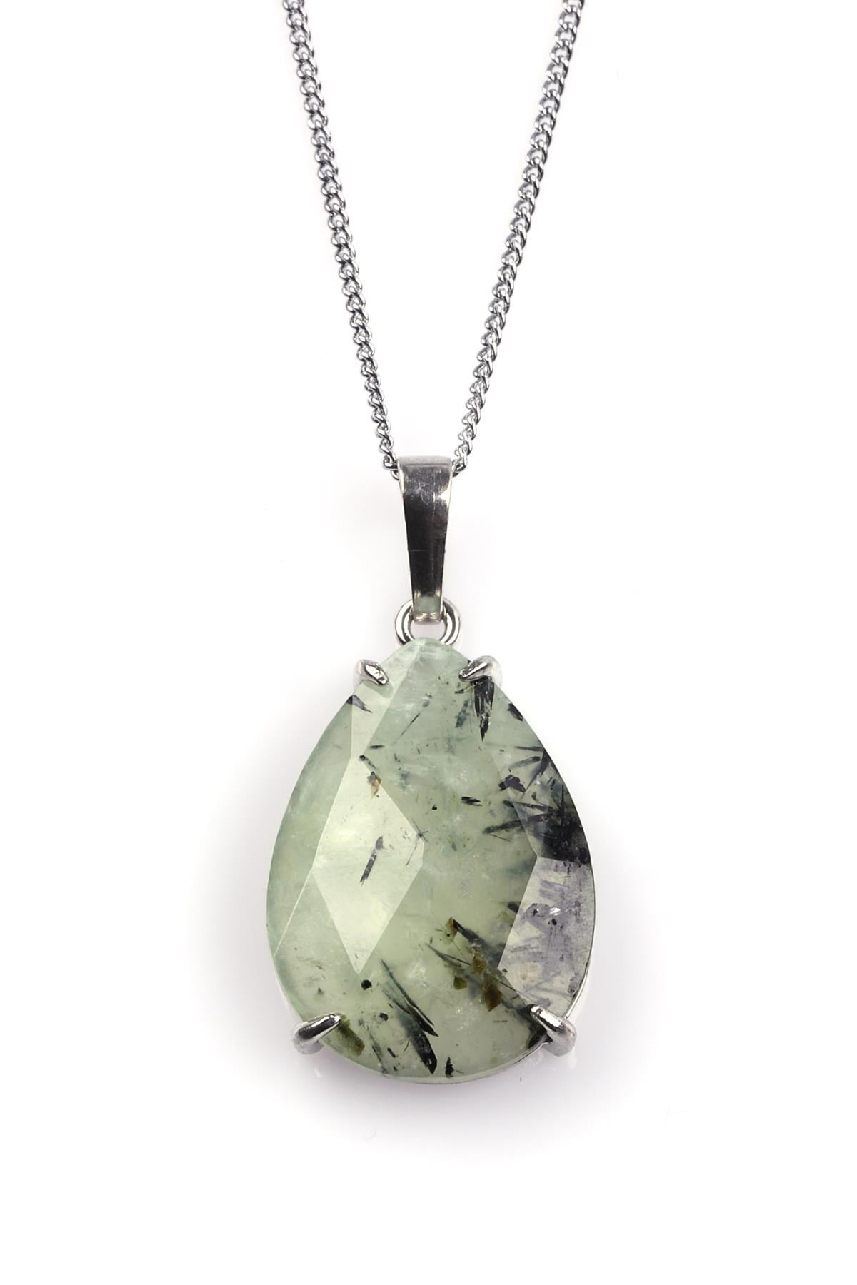 Prehnite Doğal Taş Kolye 
