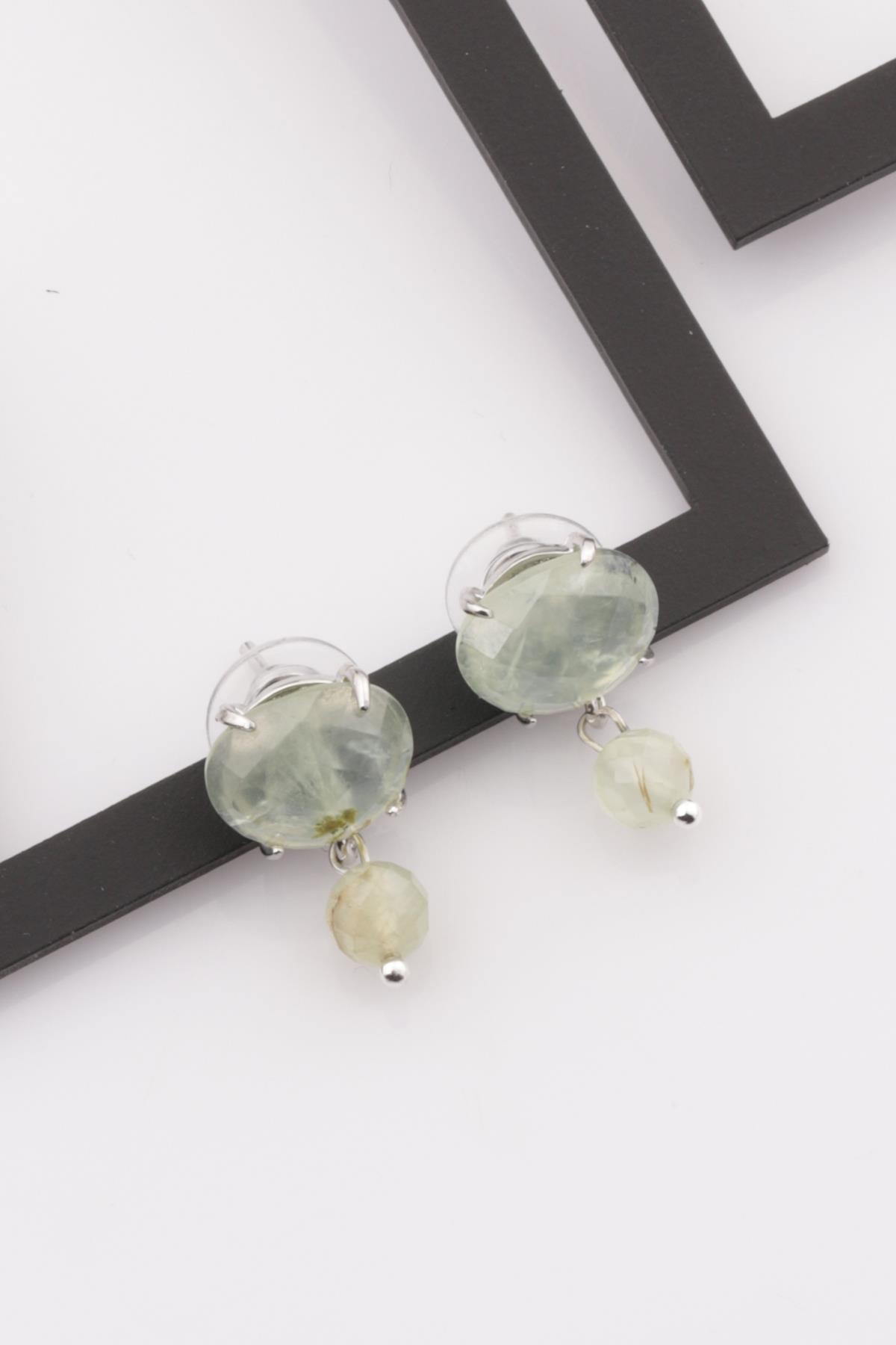 Prehnite Doğal Taş Küpe