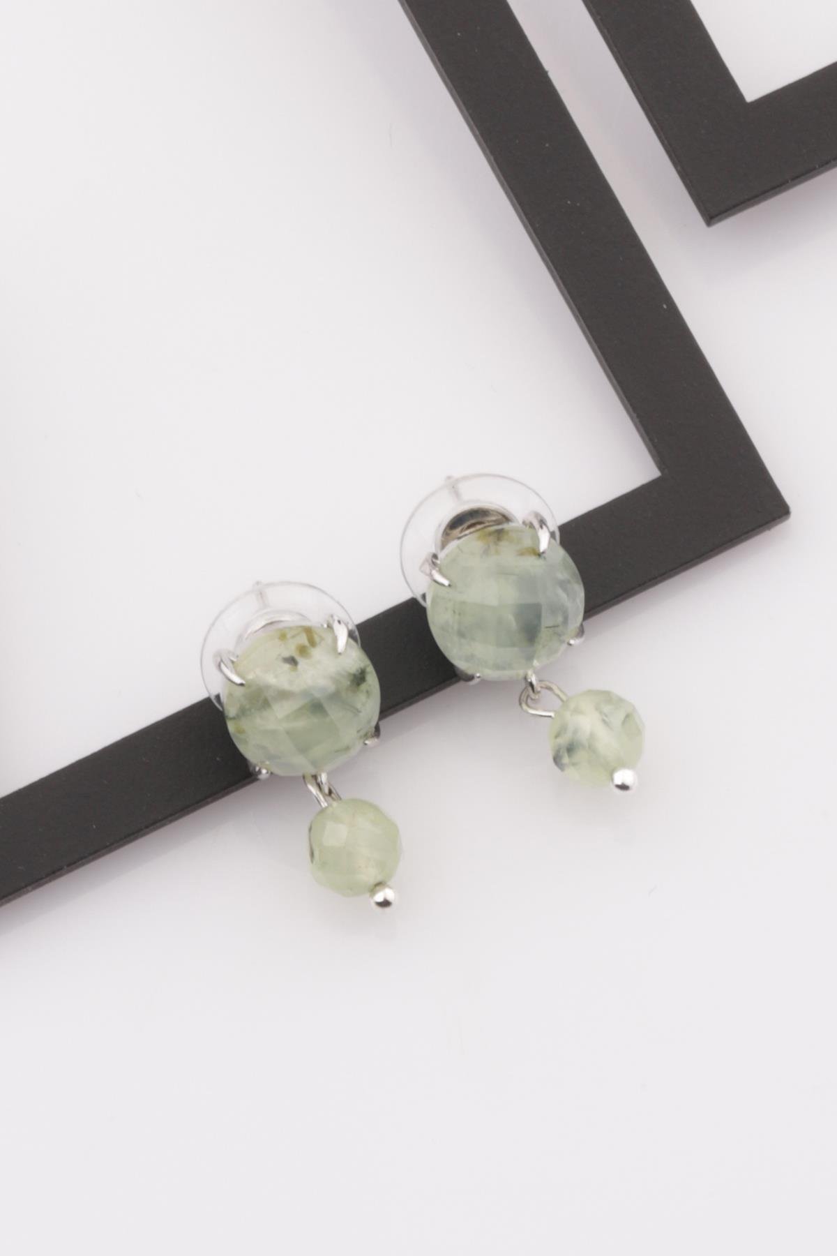 Prehnite Doğal Taş Küpe