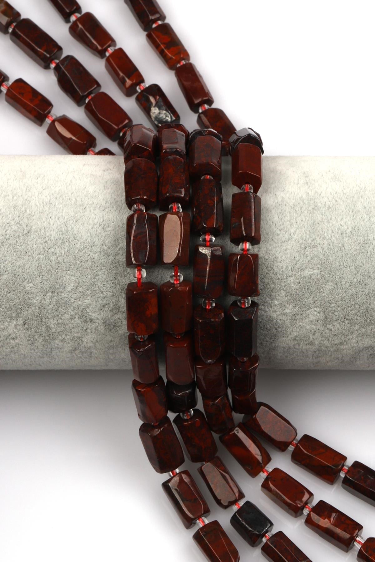 Red Jasper Doğal Taş Dizi 7 x 12 mm Boru Kesim
