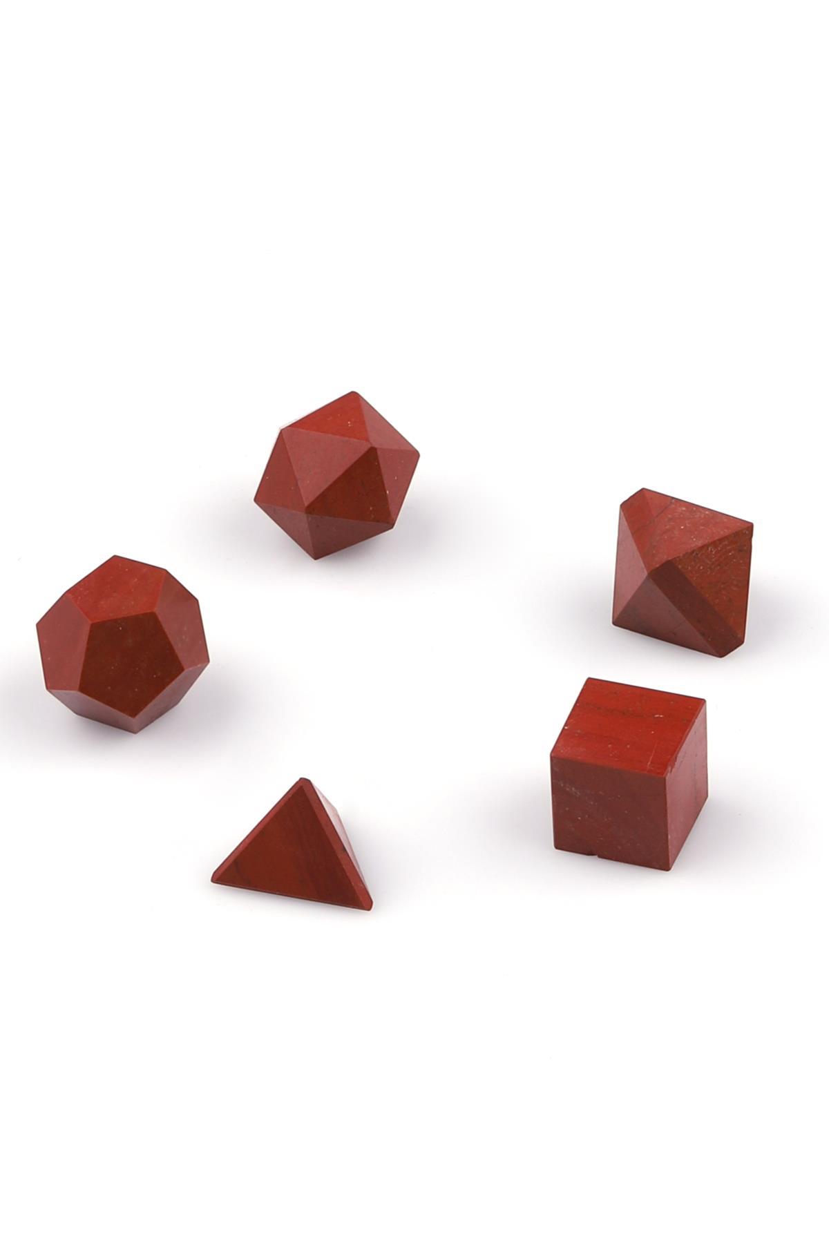 Red Jasper Doğal Taş Platonik Set