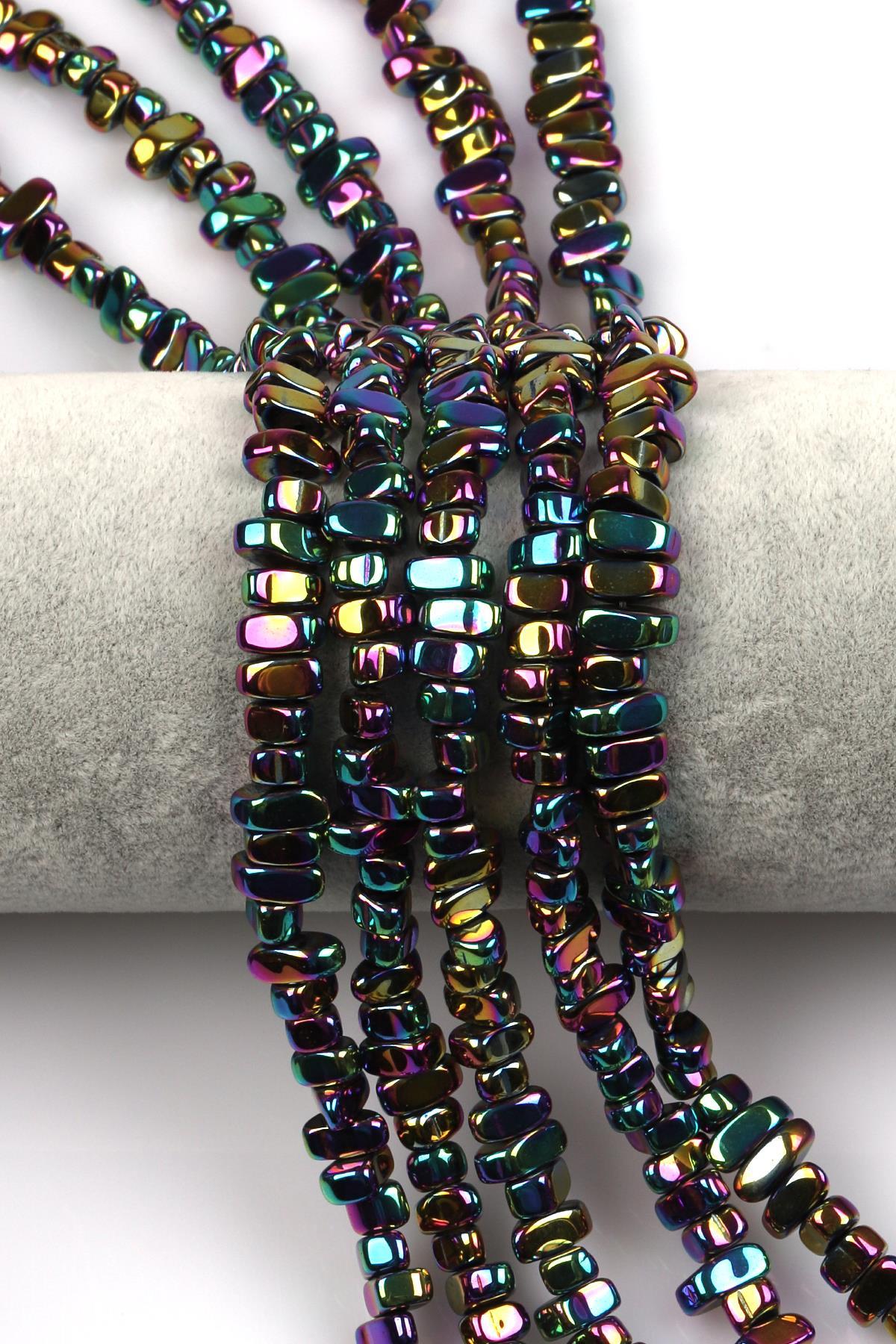 Renkli Hematit Dizi 4 x 8 mm Kırık Model Kesim