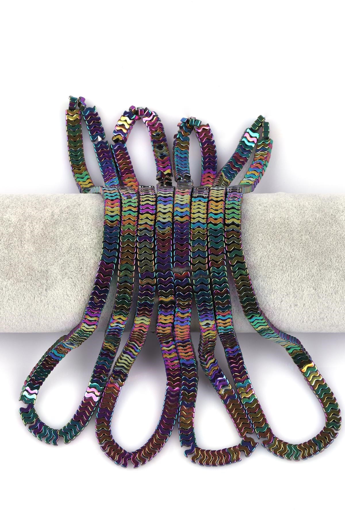 Renkli Hematit Doğal Taş Dizi 7 x 1 mm W Kesim