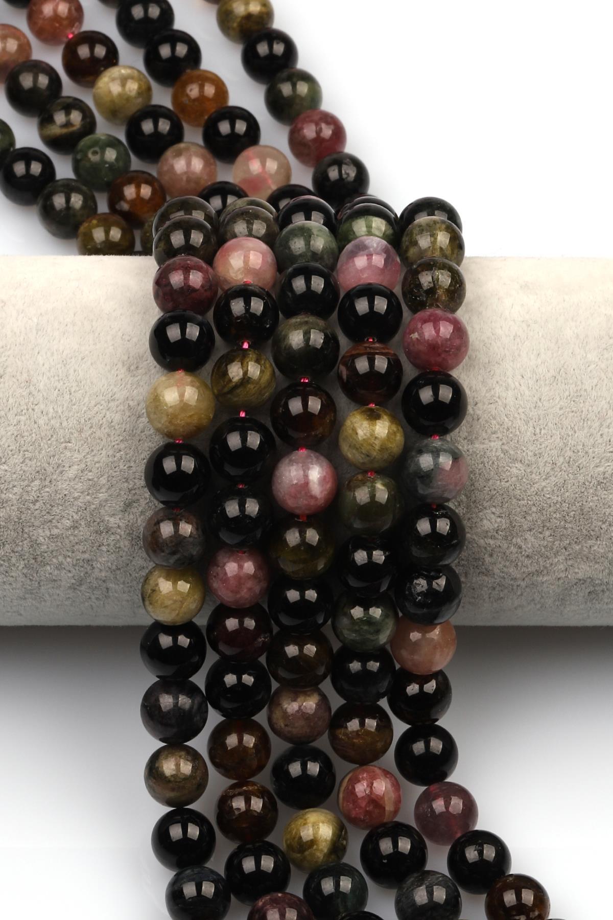 Renkli Turmalin Doğal Taş Dizi 10 mm Küre Kesim