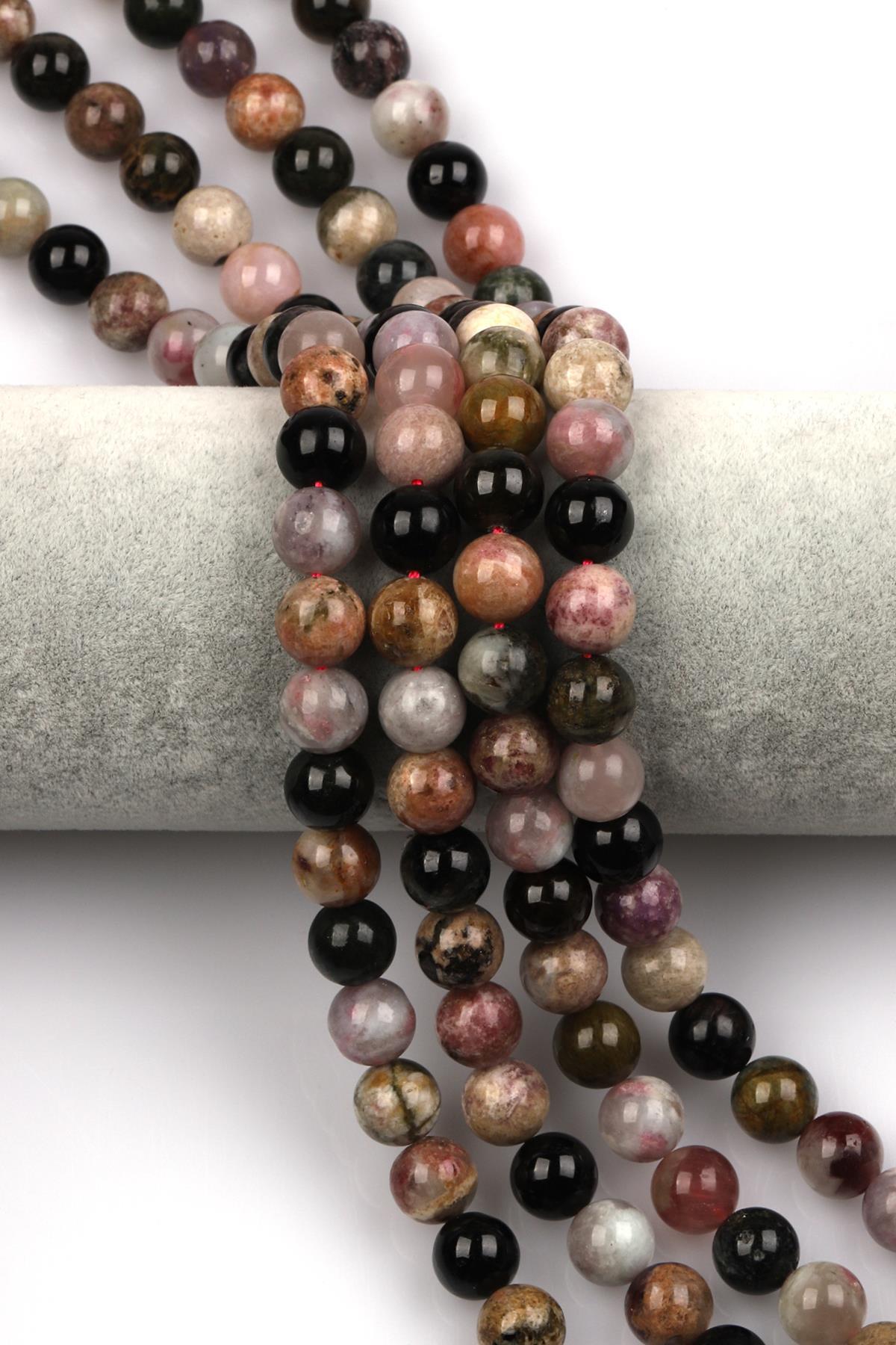 Renkli Turmalin Doğal Taş Dizi 10 mm Küre Kesim