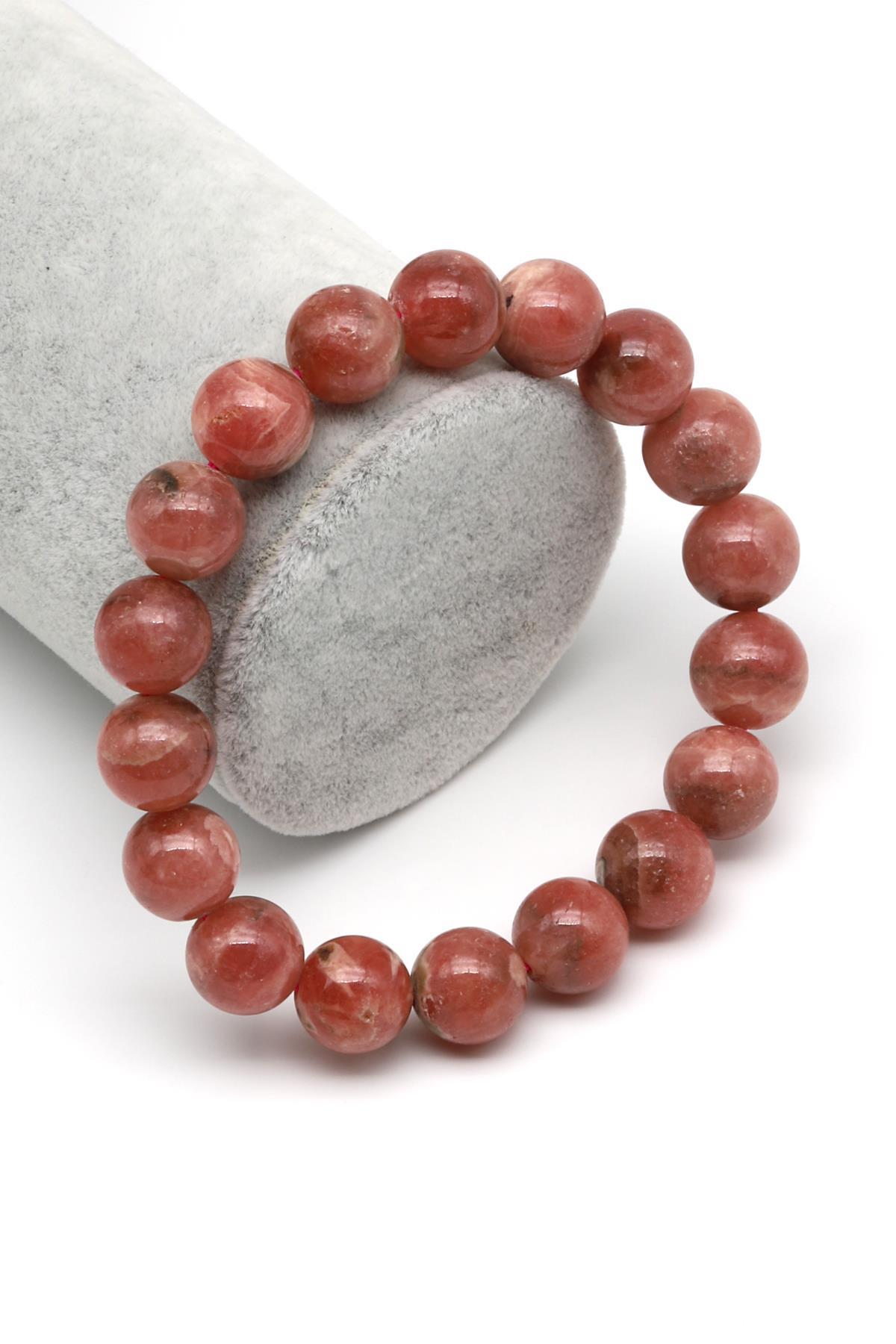 Rodokrozit Doğal Taş Bileklik 11 mm Küre Kesim