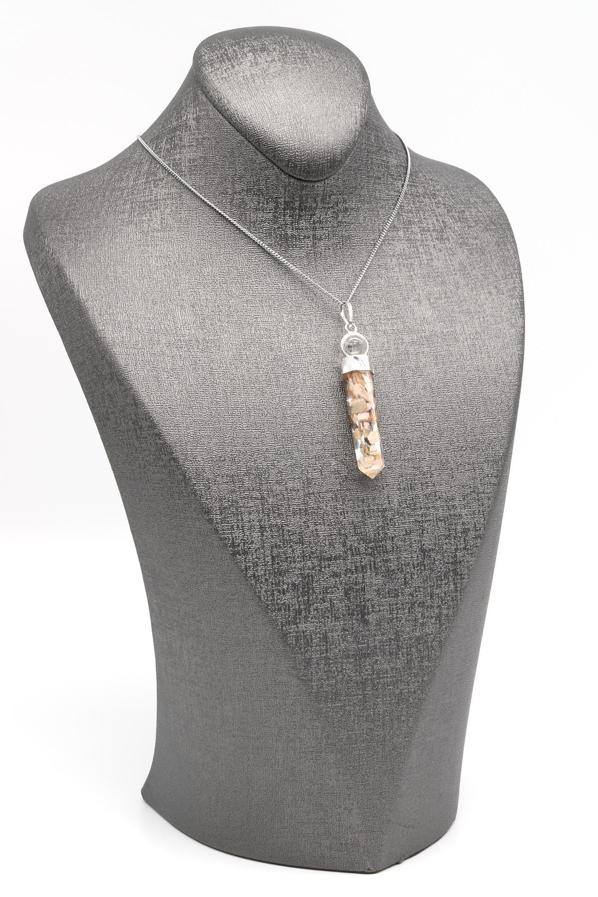 Rodokrozit Doğal Taş Orgonit Kolye