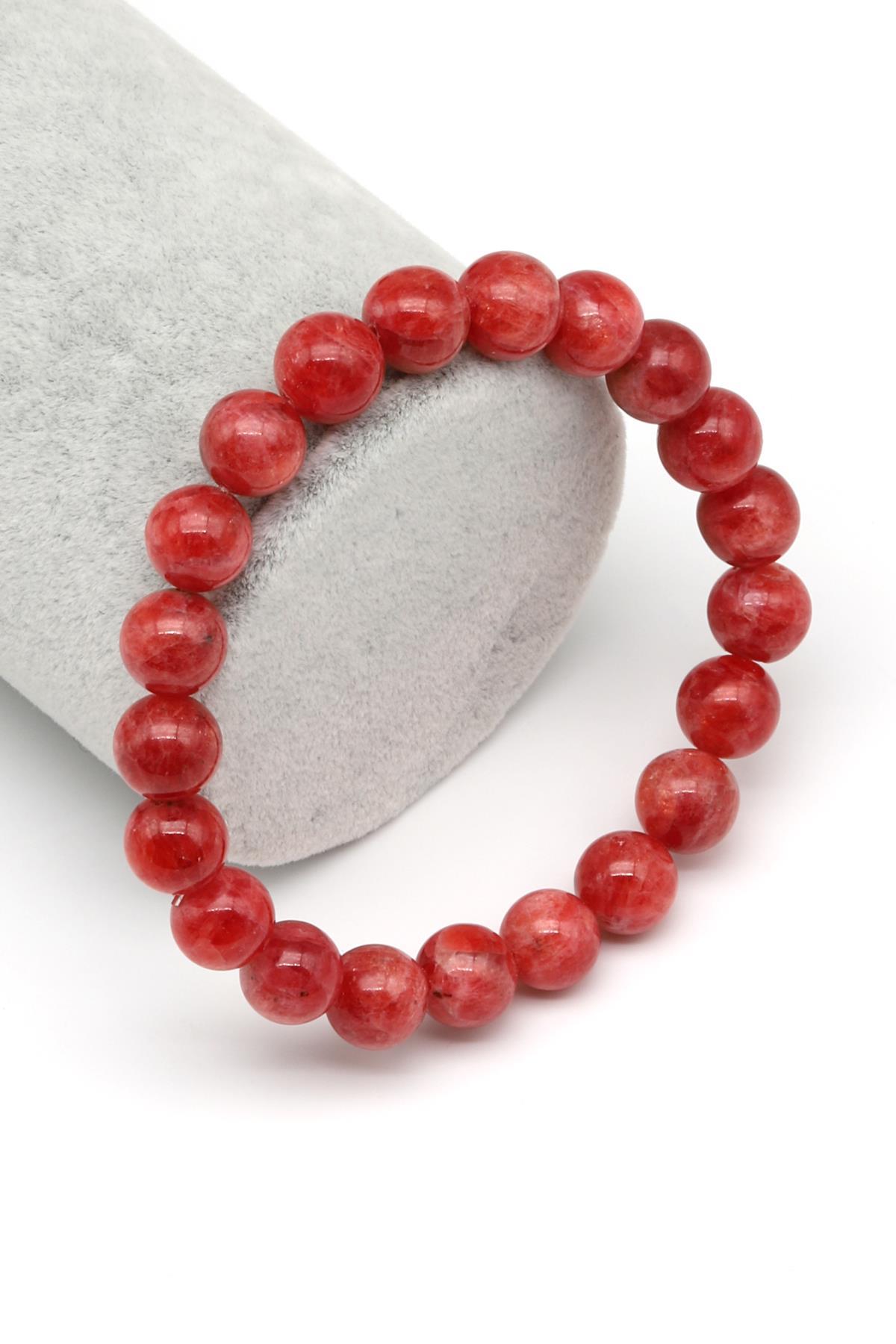 Rodonit (AAA Kalite) Doğal Taş Bileklik 9 mm Küre Kesim