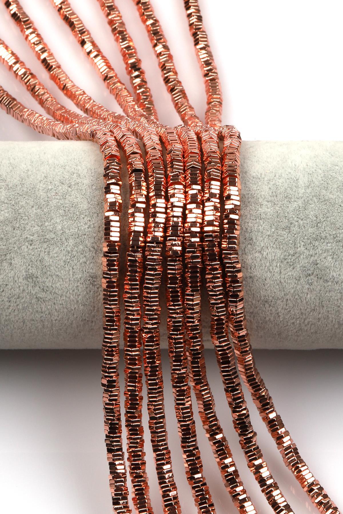 Rose Renkli Hematit Dizi 1 x 4 mm Civata Kesim