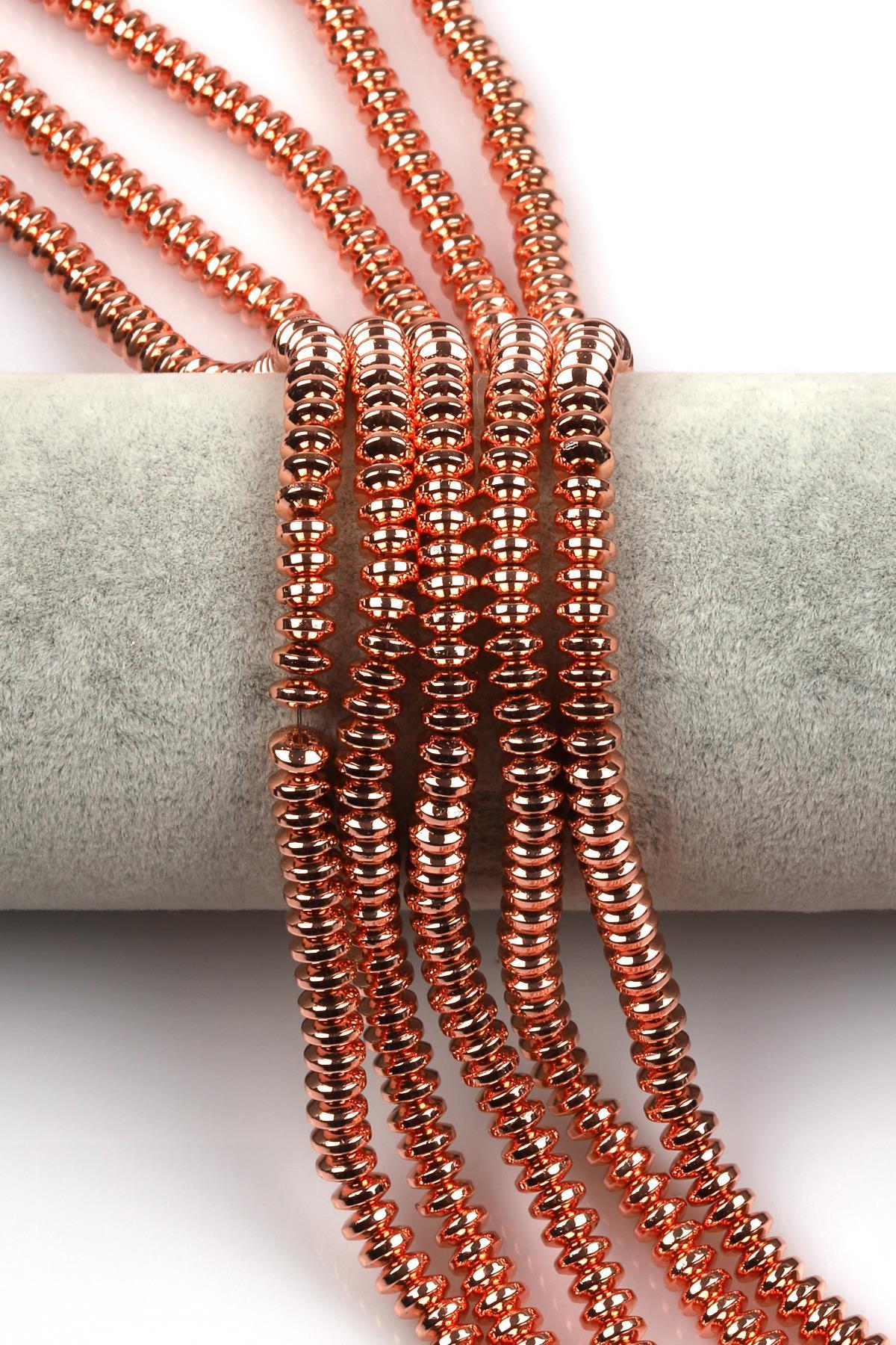 Rose Renkli Hematit Dizi 3 x 6 mm Rondel Kesim