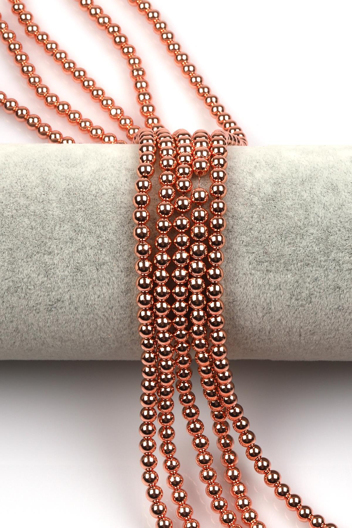 Rose Renkli Hematit Dizi 4 mm Küre Kesim