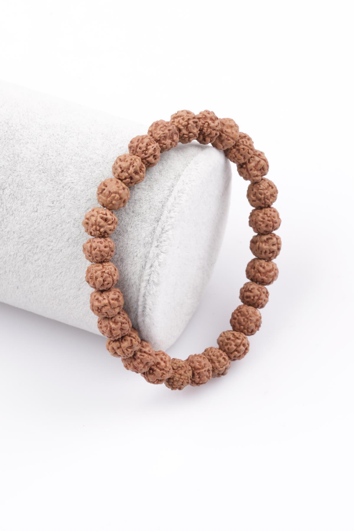 Rudraksha Tohumu Bileklik 6 x 8 mm Rondel Kesim