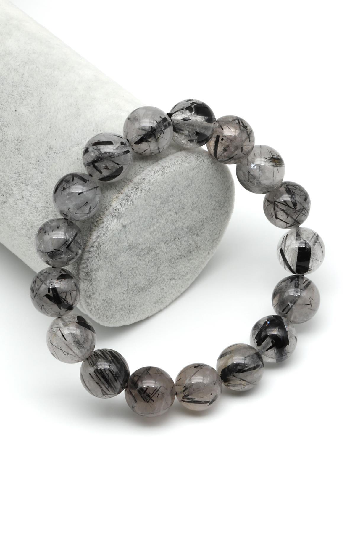 Rutil Kuvars Doğal Taş Bileklik 12 mm Küre Kesim