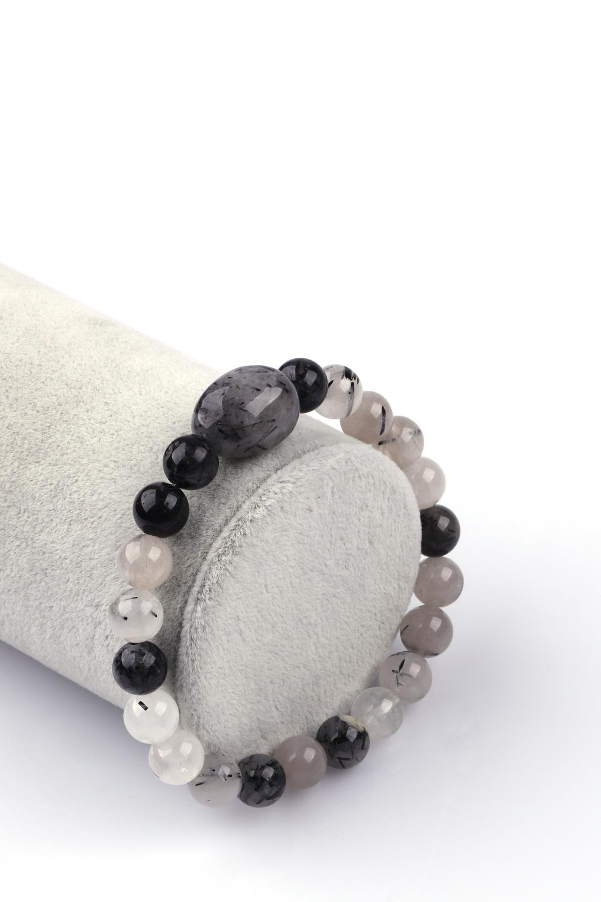 Rutil Kuvars Doğal Taş Bileklik 8mm Küre Kesim