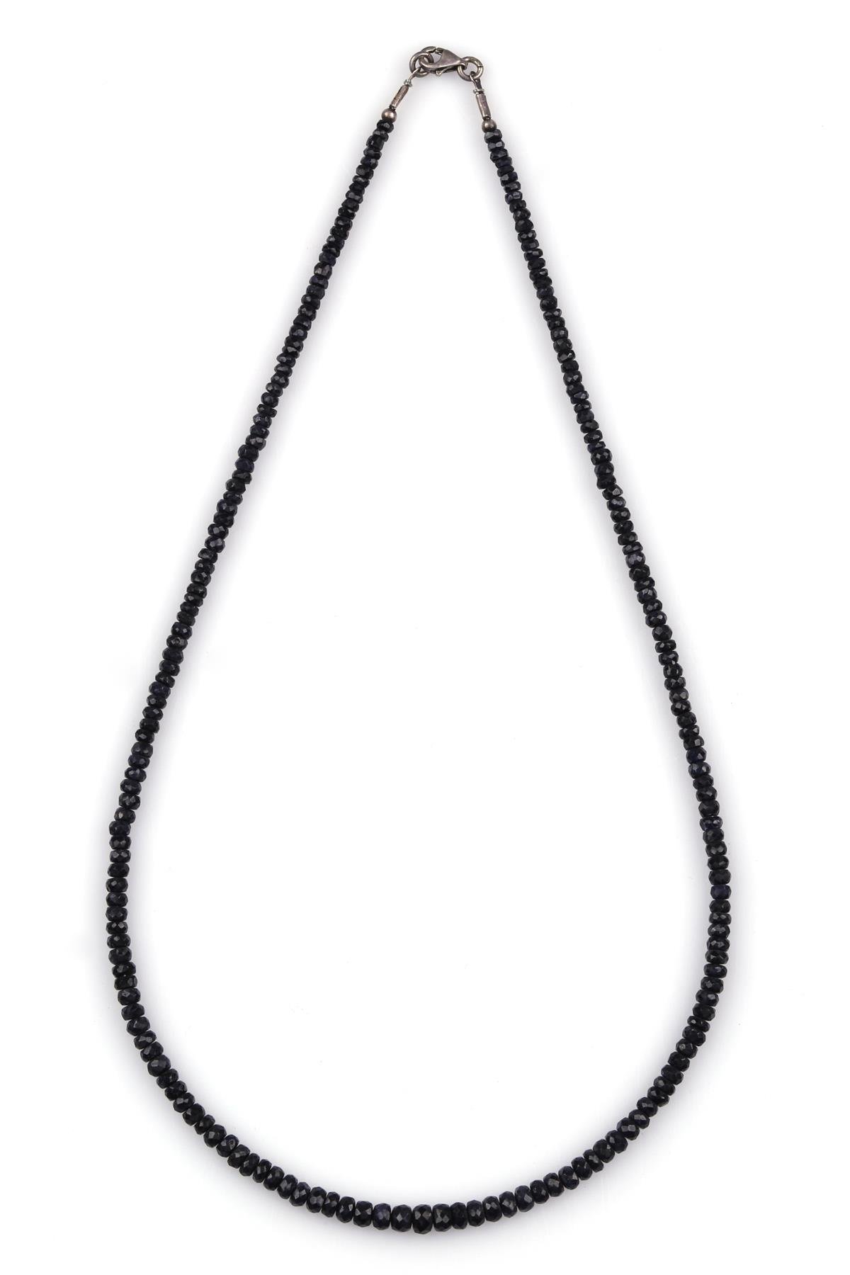 Safir Doğal Taş Rondel Kesim Kolye