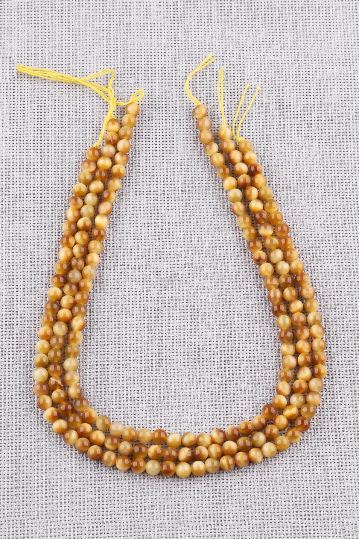 Sarı Kaplan Gözü Doğal Taş Dizi 6 mm Küre Kesim