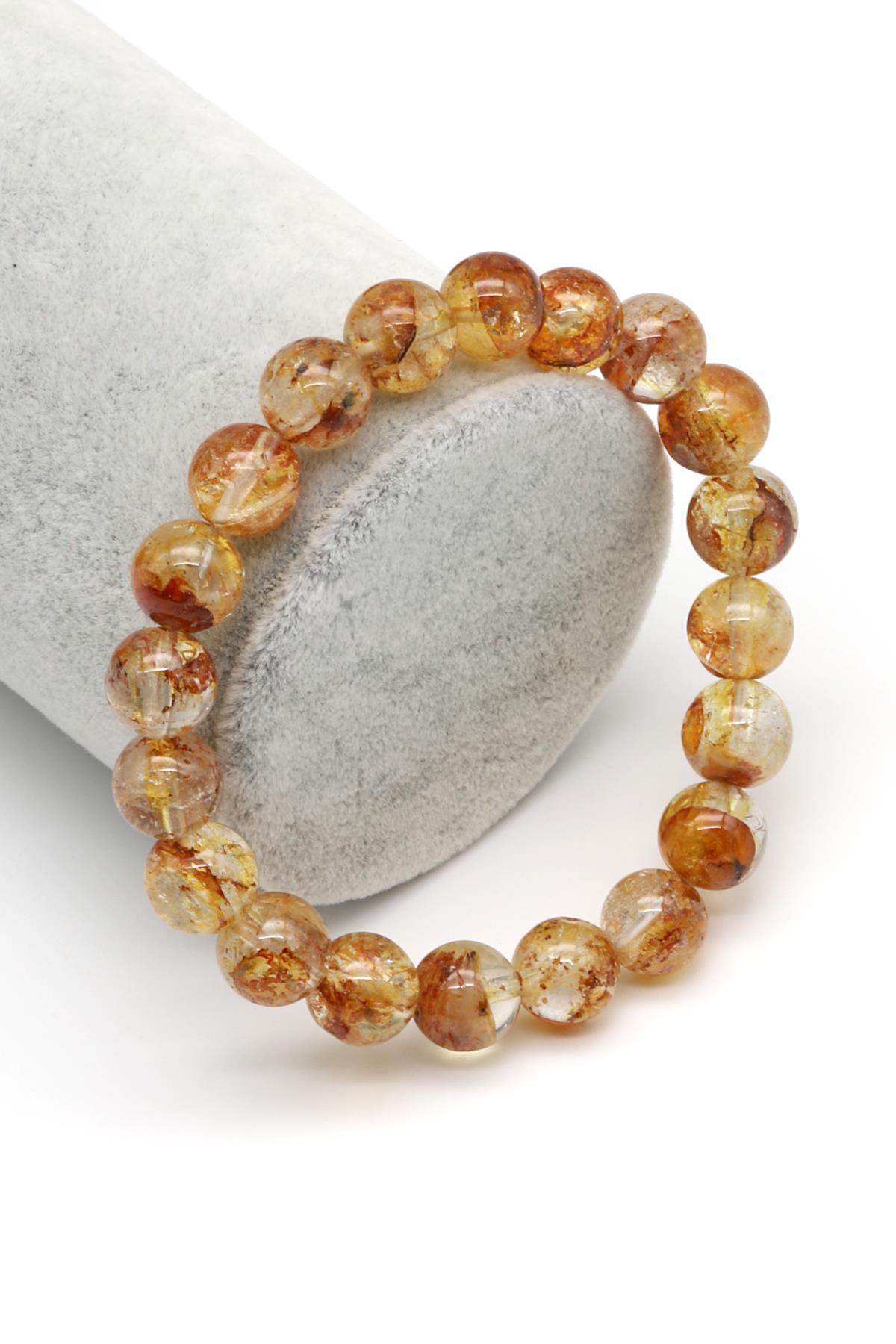 Sarı Topaz Doğal Taş Bileklik 9 mm Küre Kesim