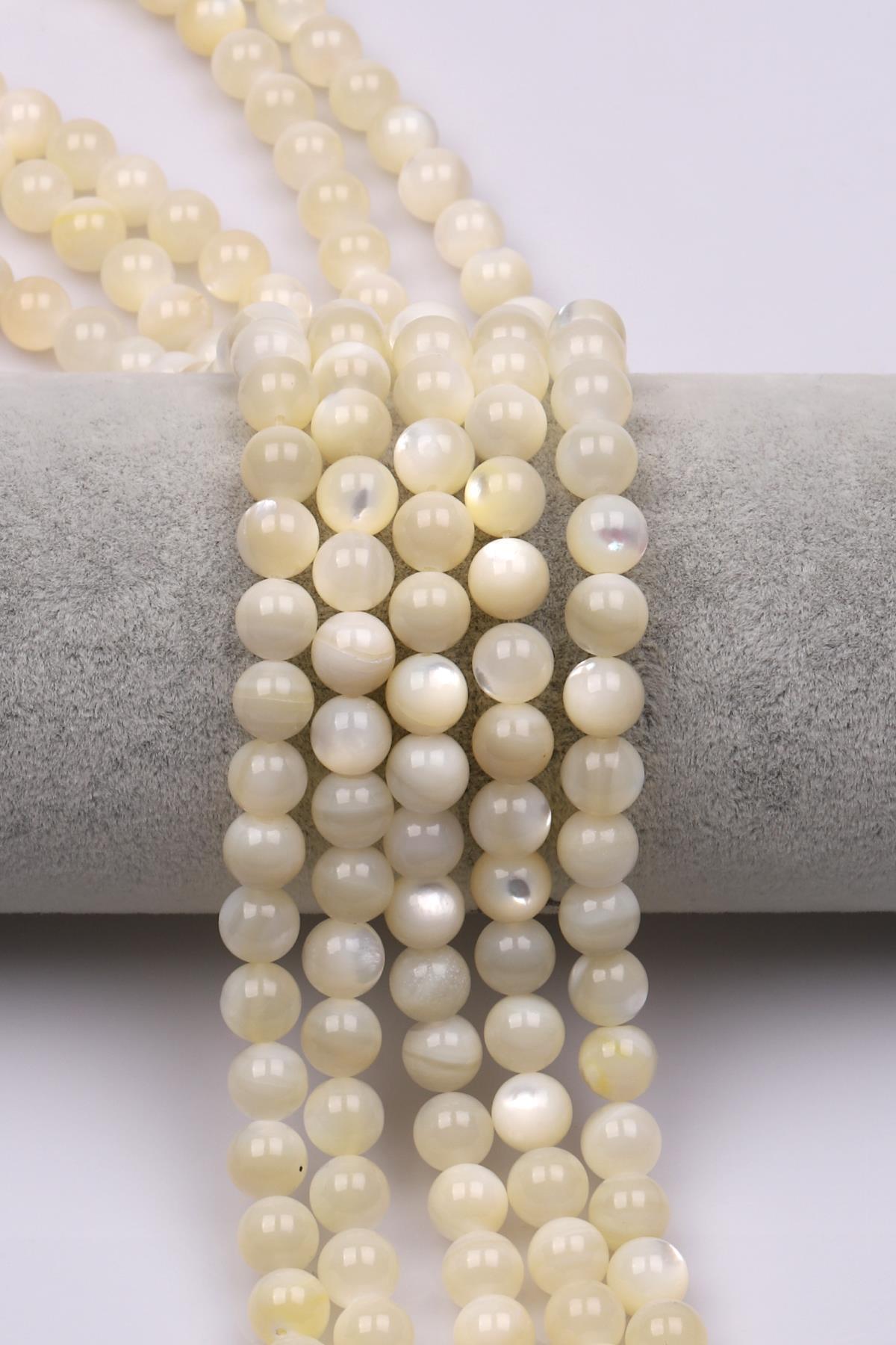 Sedef (AAA Kalite) Doğaltaş Dizi 8 mm Küre Kesim