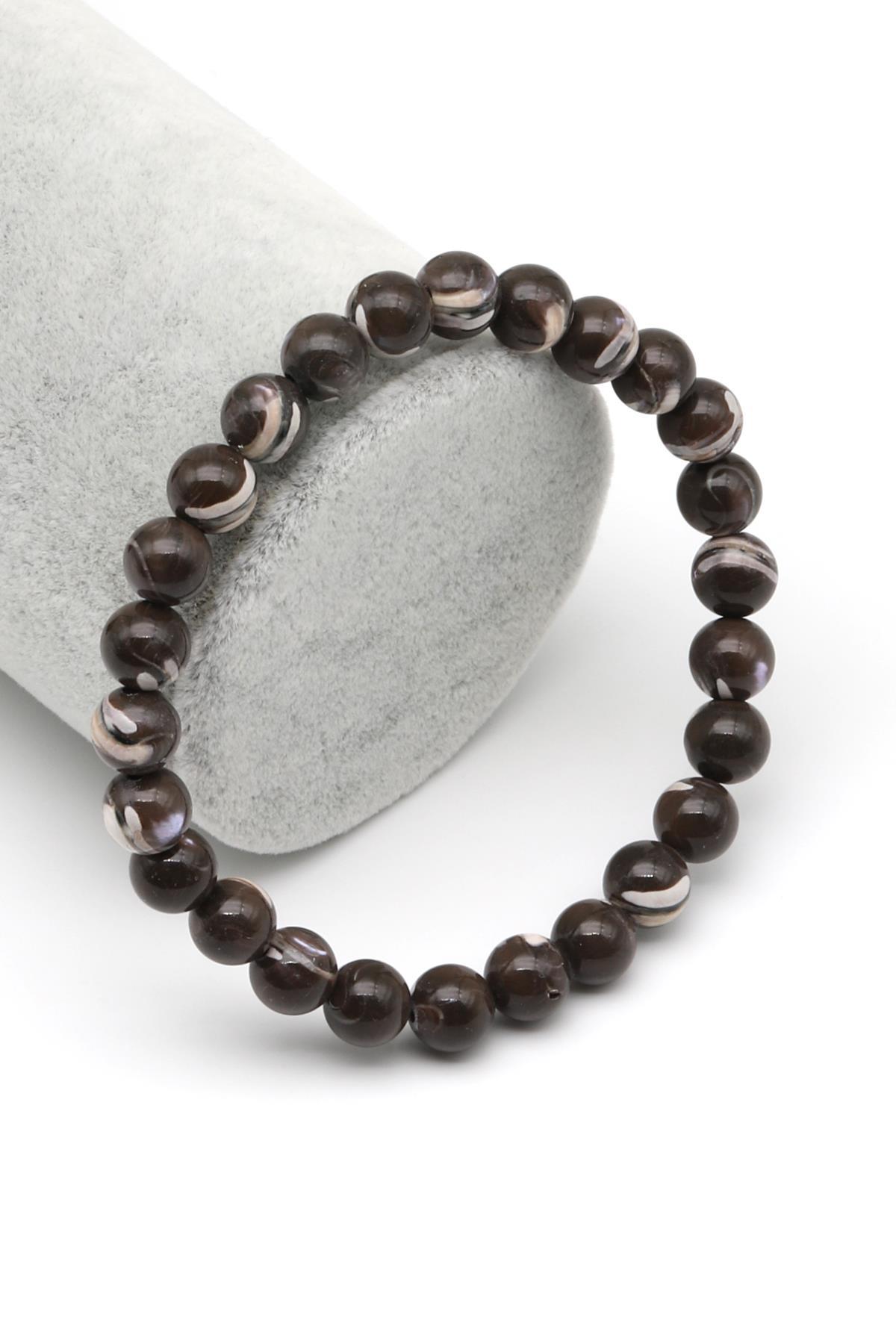 Sedef Doğal Taş Bileklik 8 mm Küre Kesim