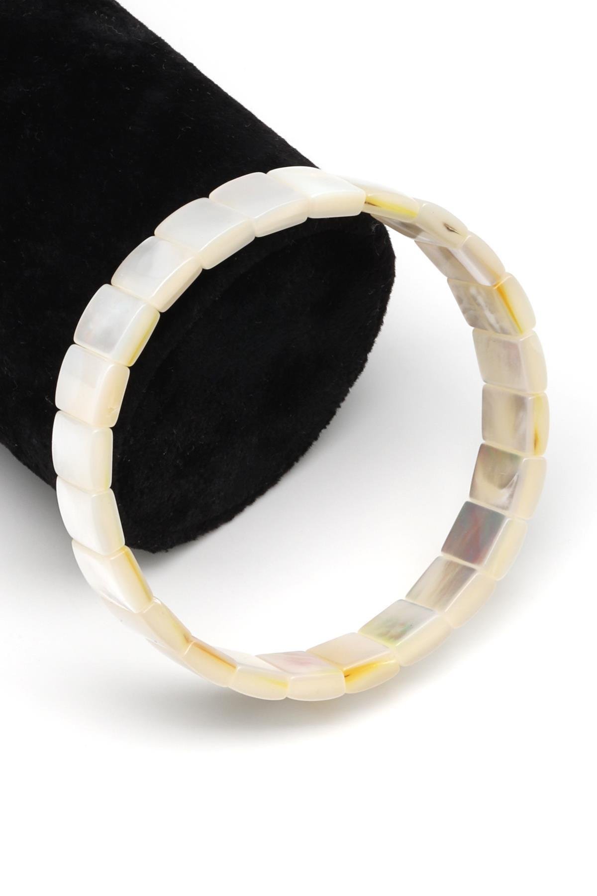 Sedef Doğal Taş Bileklik 8 x 11 mm Özel Kesim