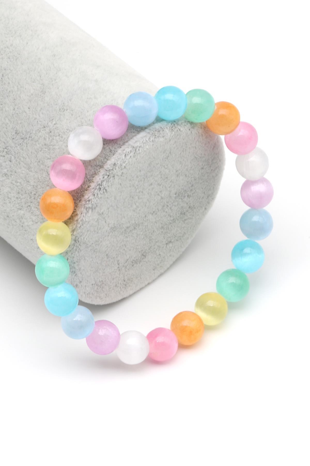 Selenit Doğal Taş Bileklik 8 mm Küre Kesim