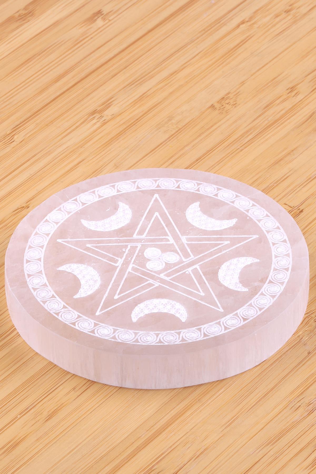 Selenit Doğal Taş Lazer İşlemeli Parça 