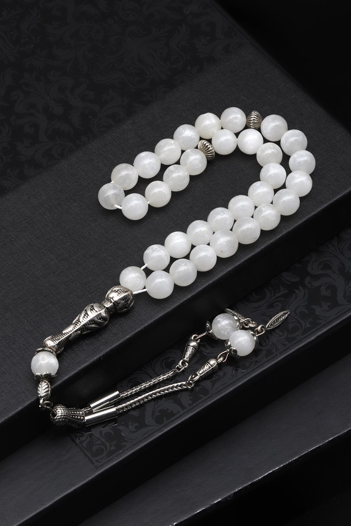 Selenit Doğal Taş Tesbih 8 mm Küre Kesim