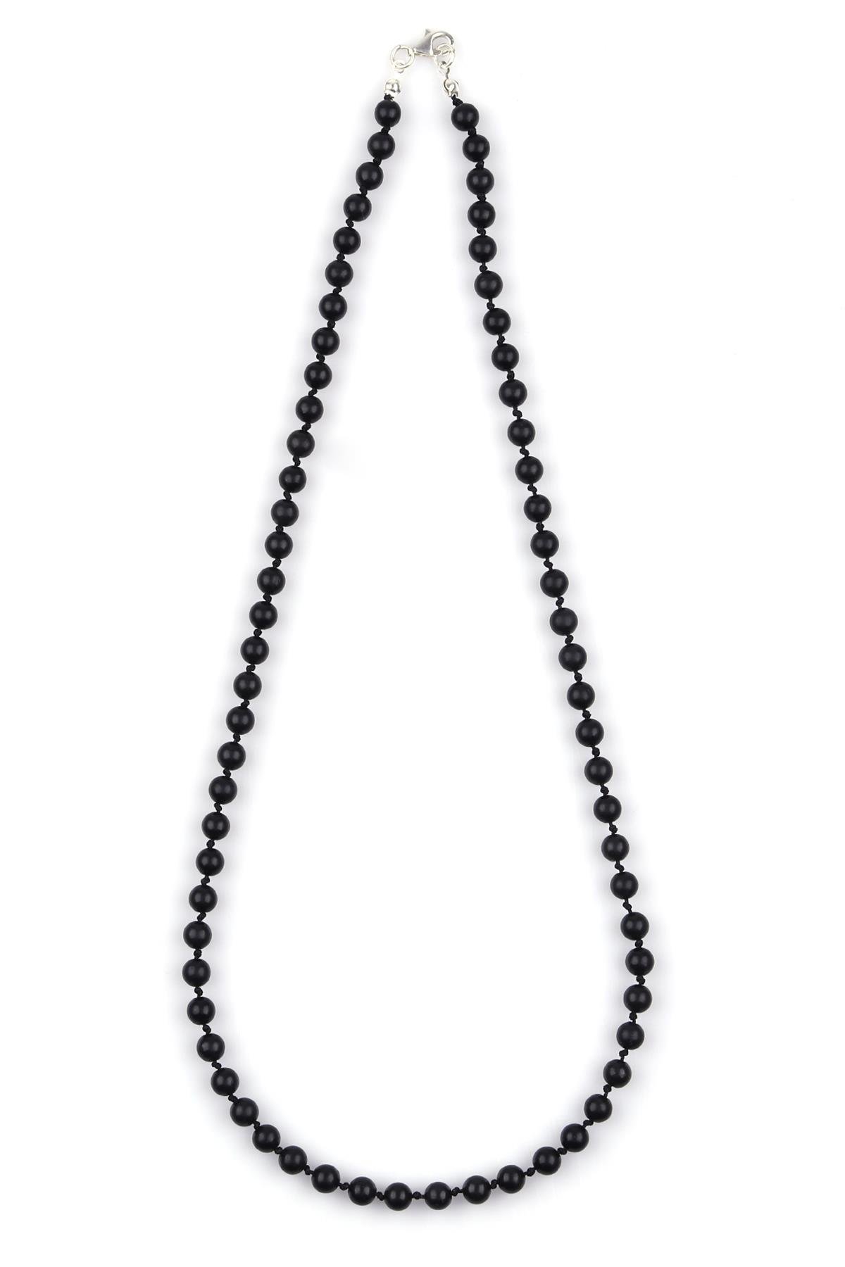 Shungite Doğal Taş 6 mm Düğümlü Kolye