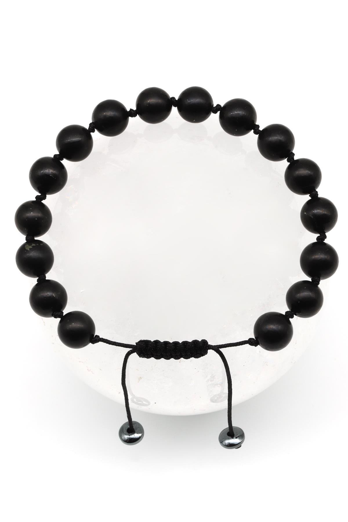 Shungite Doğal Taş Makrome Örme Bileklik