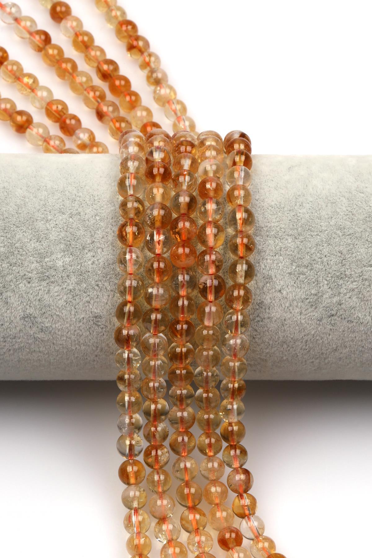 Sitrin (A Kalite) Doğal Taş Dizi 6 mm Küre Kesim