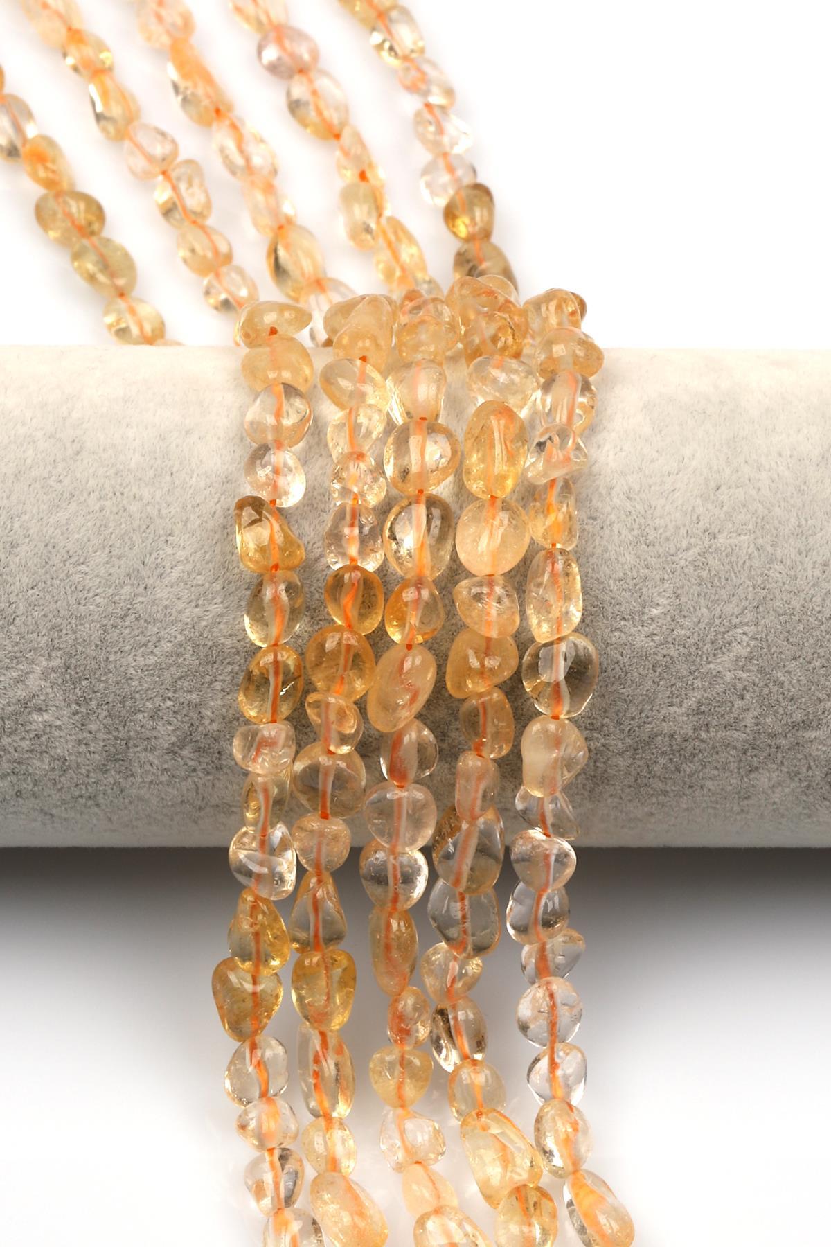 Sitrin Doğal Taş Dizi 6 x 8 mm Mercimek Kesim