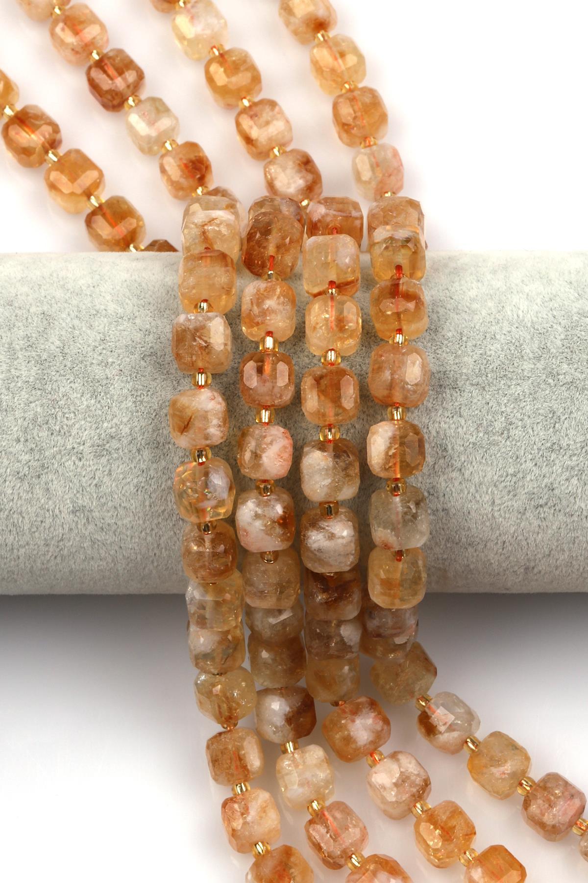 Sitrin Doğal Taş Dizi 8 mm Hexagonel Kesim