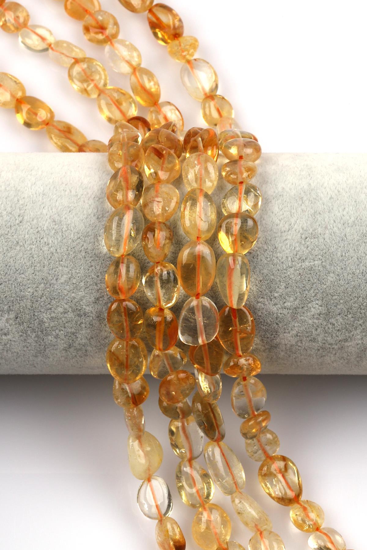 Sitrin Doğal Taş Dizi 9 x 11 mm Mercimek Kesim