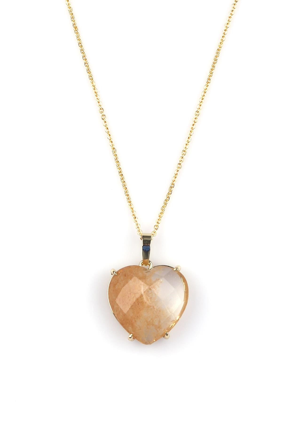 Sitrin Doğal Taş Gold Renkli Kolye