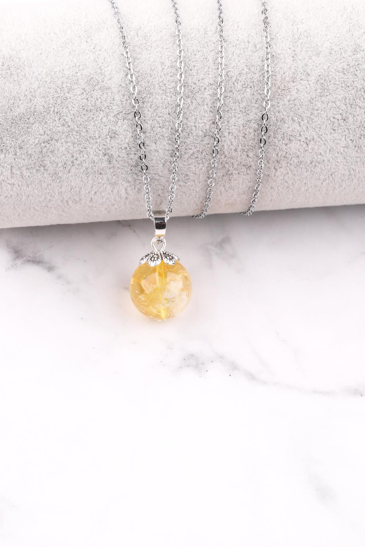 Sitrin Doğal Taş Kolye