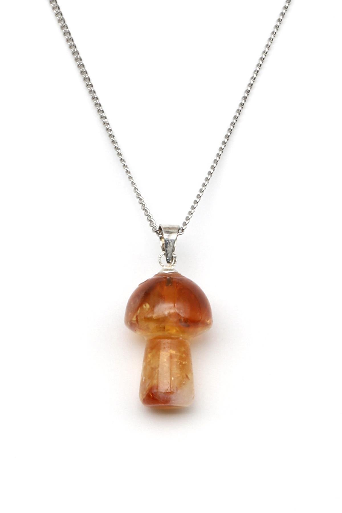 Sitrin Doğal Taş Mantar Kolye