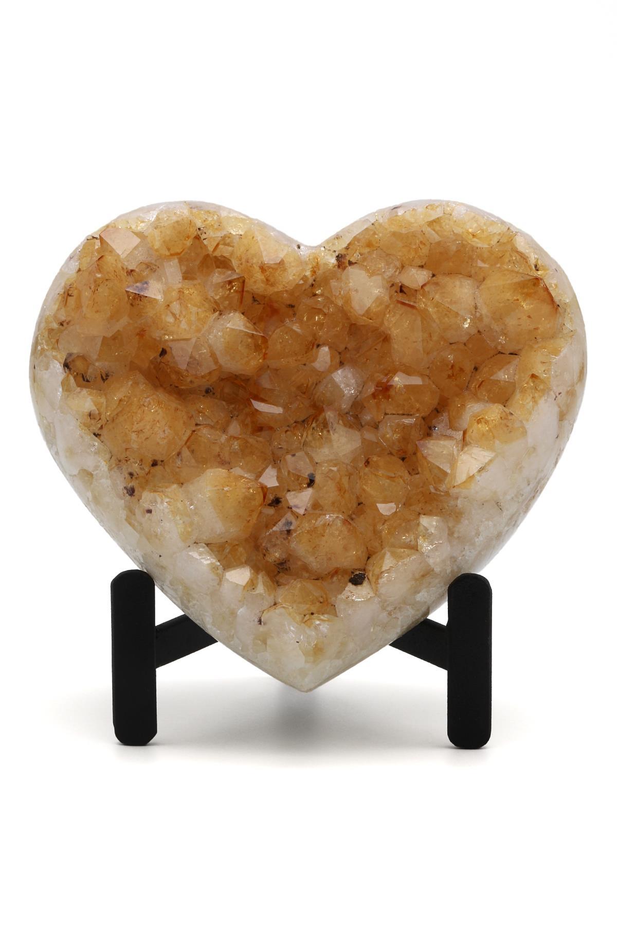 Sitrin Doğal Taş Standlı Kalp